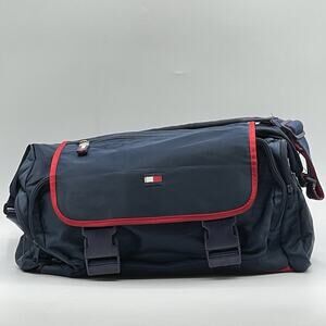 Vintage 90s Tommy Hilfiger Navy Red Messenger Bag Embroidered Logo
